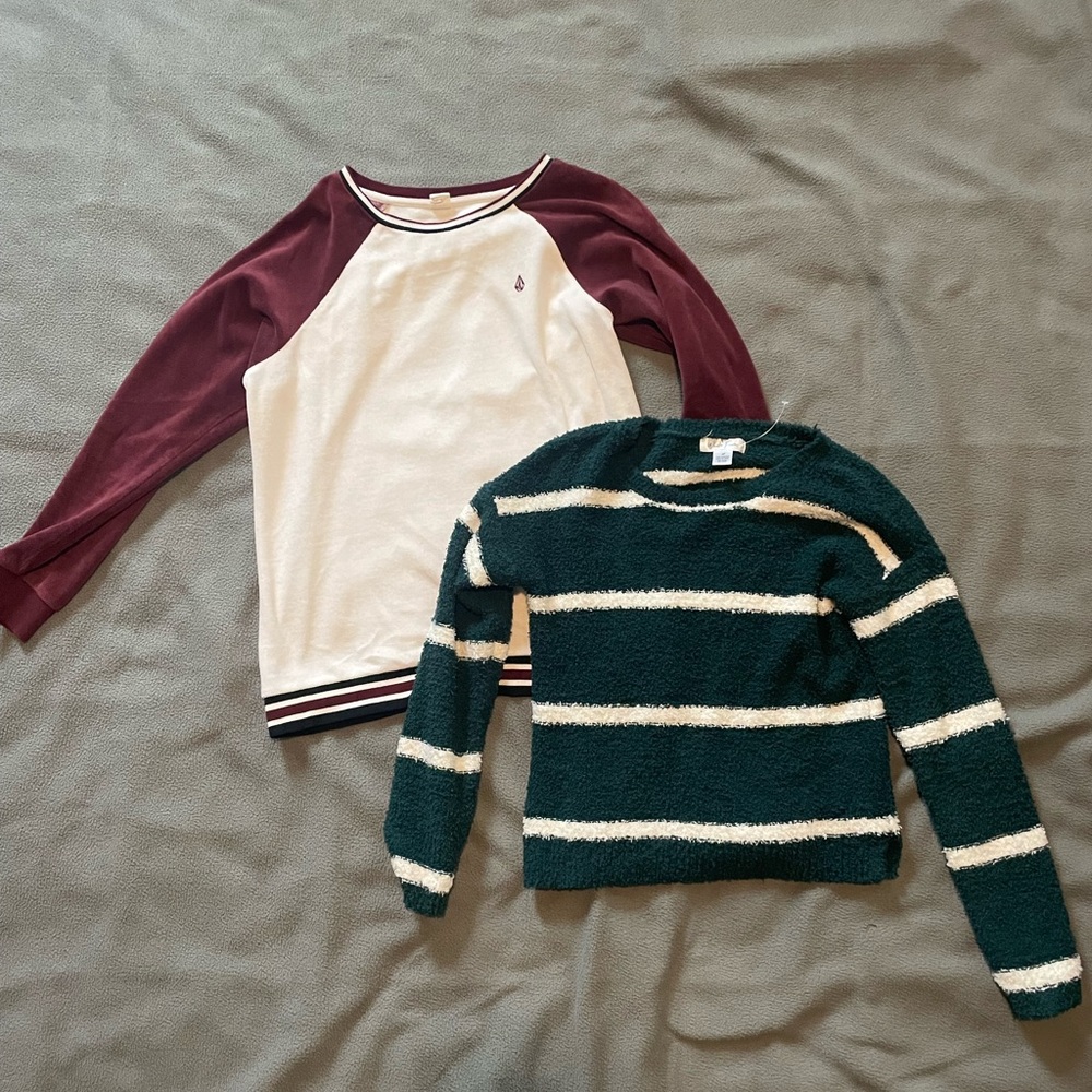 Sweaters! One white/red volcom and one green